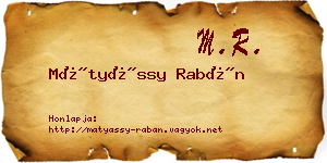 Mátyássy Rabán névjegykártya
